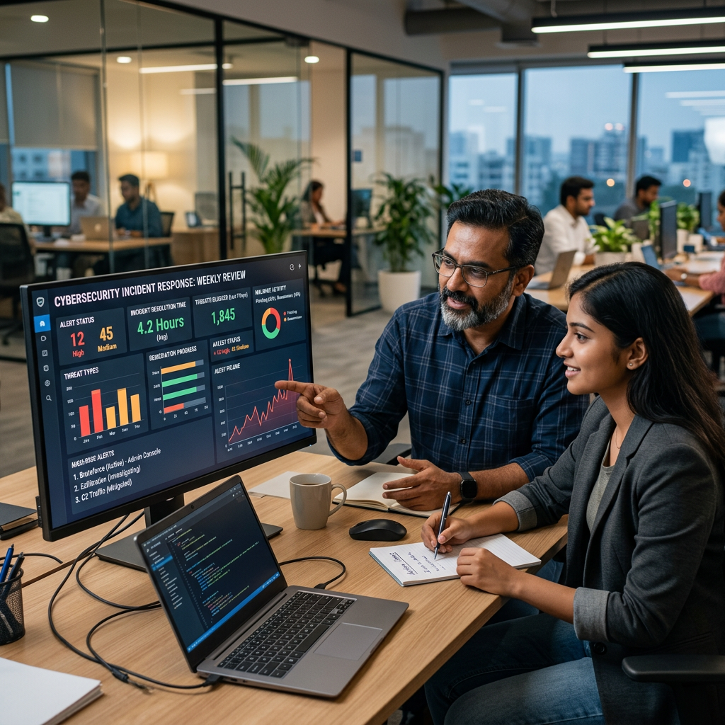 Actionable Reports - Professional reviewing security dashboard